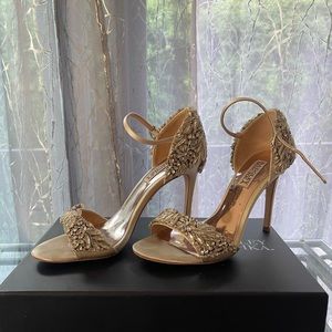 Badgley Mishka Ivory Satin Heels